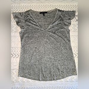 White House Black Market Gray V-Neck Women's Top